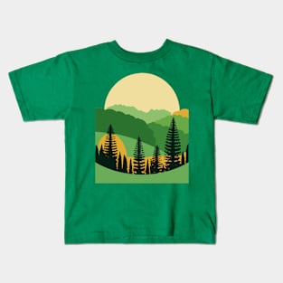 Trees in  Valley Sun Scene Graphic Kids T-Shirt